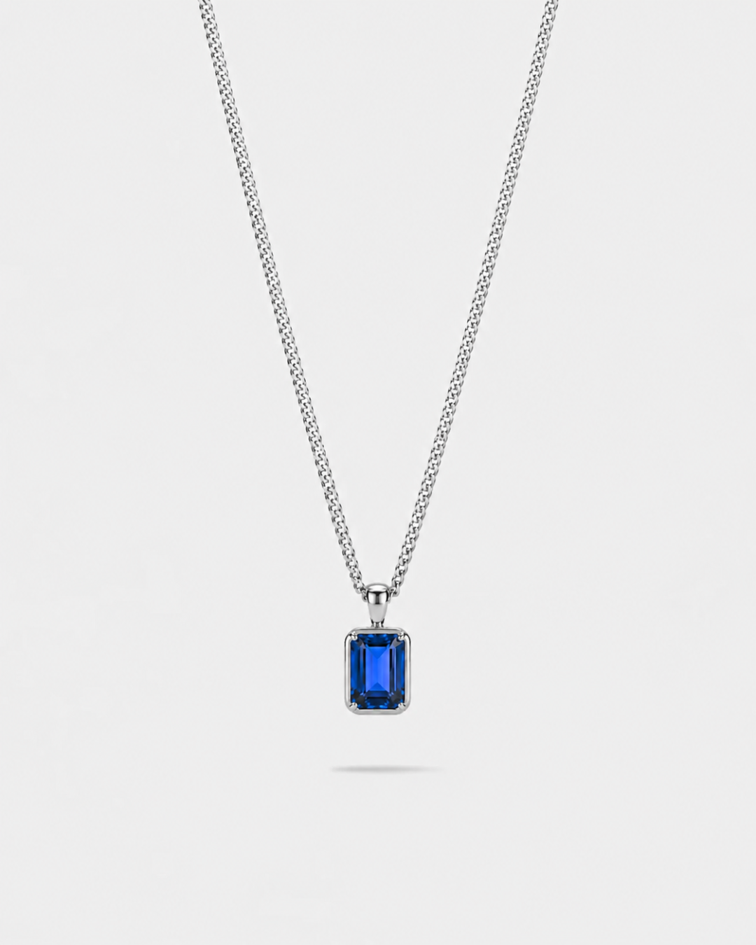 Bruce & Co Men’s 1 ct Lab-Grown Sapphire Pendant Necklace, 925 Silver Pendant