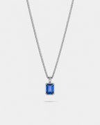 Bruce & Co Men’s 2 Carat Lab-Grown Sapphire Pendant Necklace, 925 Silver