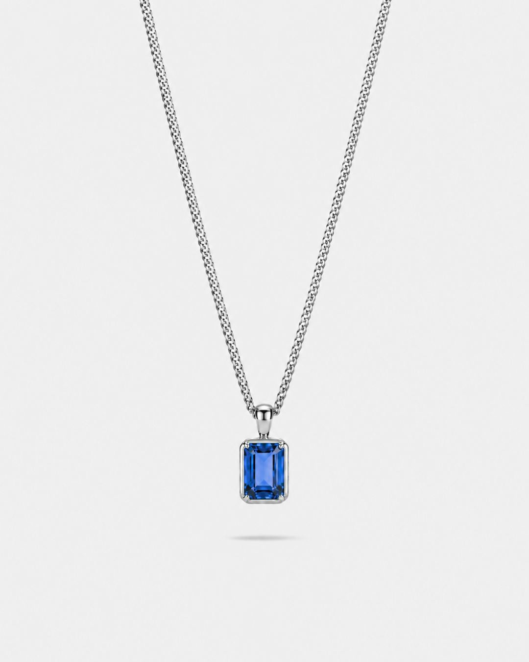 Bruce & Co Men’s 2 Carat Lab-Grown Sapphire Pendant Necklace, 925 Silver