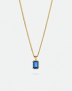 Bruce & Co Men’s 2 Carat Lab-Grown Sapphire Pendant Necklace, 18K Gold-Plated