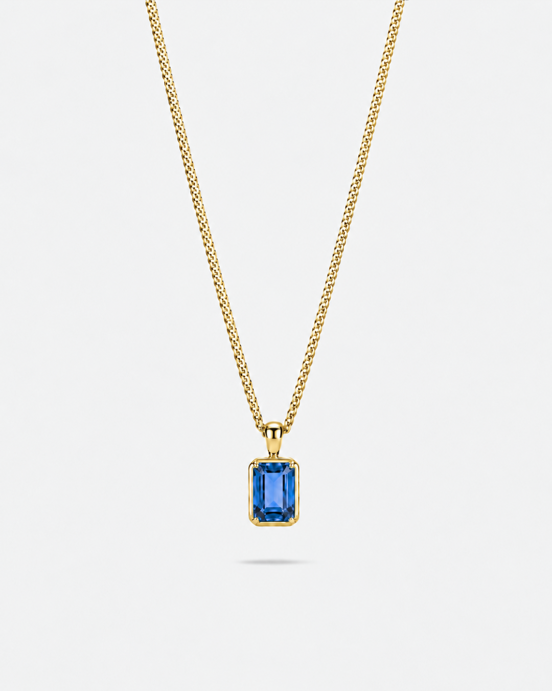 Bruce & Co Men’s 2 Carat Lab-Grown Sapphire Pendant Necklace, 18K Gold-Plated