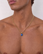Bruce & Co Men’s 2 Carat Lab-Grown Sapphire Pendant Necklace, 18K Gold-Plated