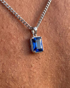 Bruce & Co Men’s 1 ct Lab-Grown Sapphire Pendant Necklace, 925 Silver Pendant