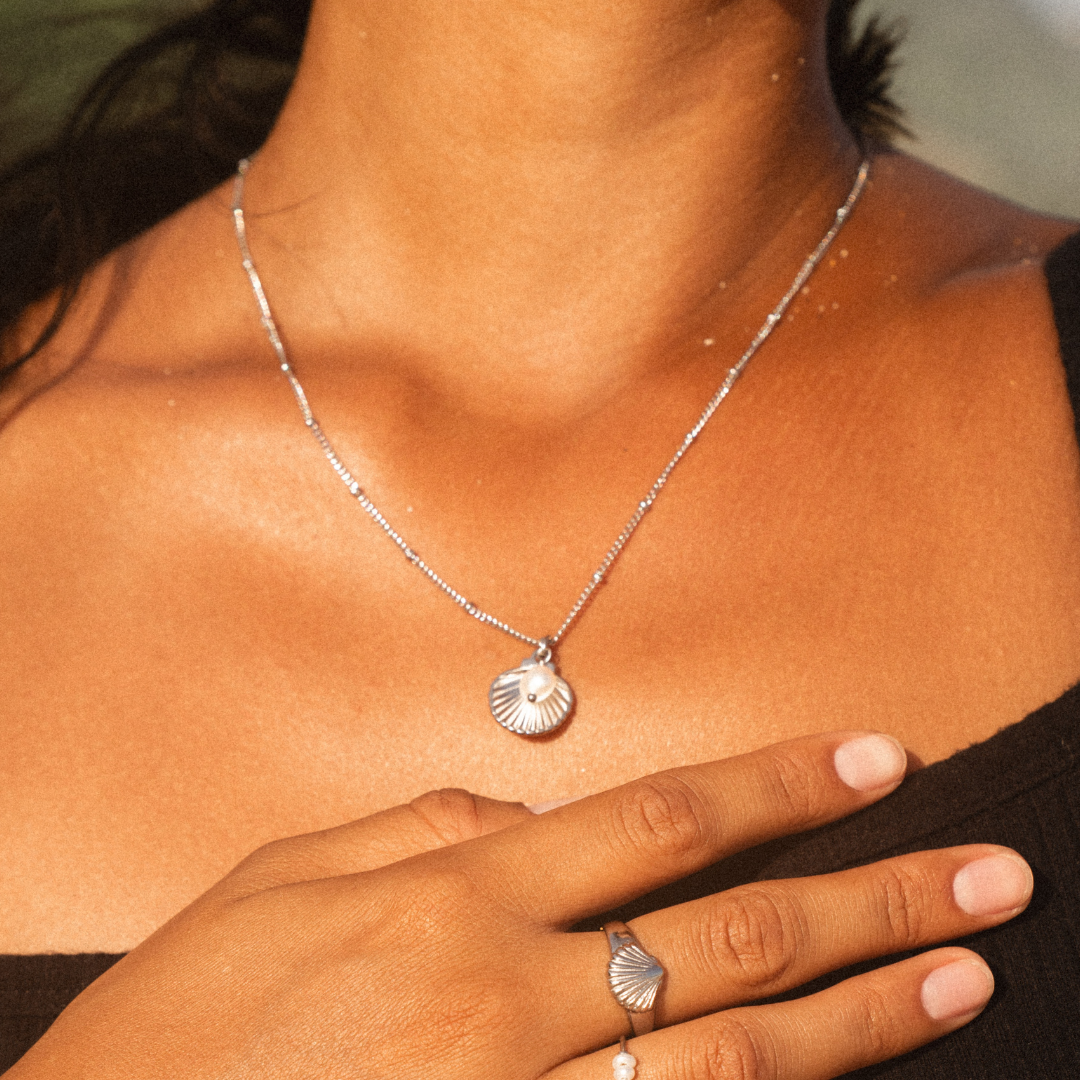 Bruce & Co Reversible Shell and Pearl Pendant Necklace