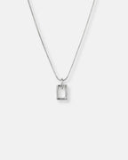 Bruce & Co Silhouette – Open Rectangle Pendant Necklace, Silver-Tone Steel