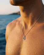 Bruce & Co Silhouette – Open Rectangle Pendant Necklace, Silver-Tone Steel
