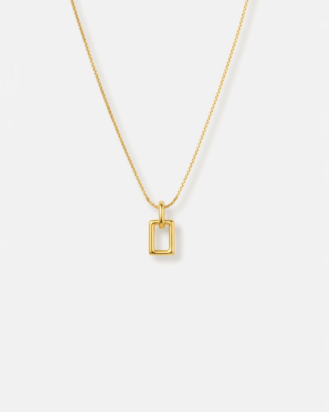 Bruce & Co Silhouette – Open Rectangle Pendant Necklace, 18K Gold-Plated