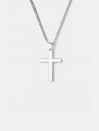 Bruce & Co Men’s Cross Pendant Necklace, 60 cm, Platinum-Plated
