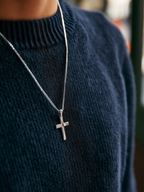 Bruce & Co Men’s Cross Pendant Necklace, 60 cm, Platinum-Plated