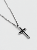 Bruce & Co Men’s Cross Pendant Necklace, 60 cm, Platinum-Plated