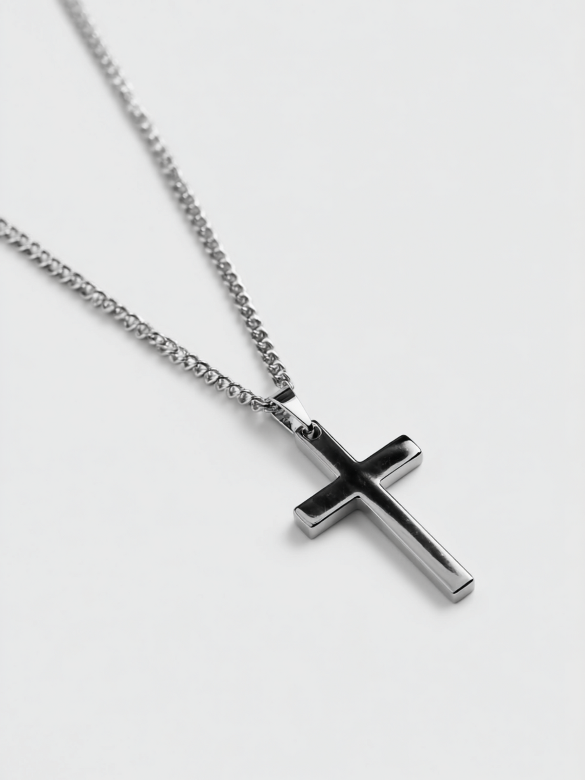 Bruce & Co Men’s Cross Pendant Necklace, 60 cm, Platinum-Plated