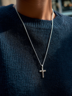 Bruce & Co Men’s Cross Pendant Necklace, 60 cm, Platinum-Plated