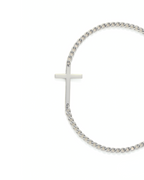 Bruce & Co Men’s Cuban Chain Cross Bracelet, 3 mm, Platinum-Plated Steel