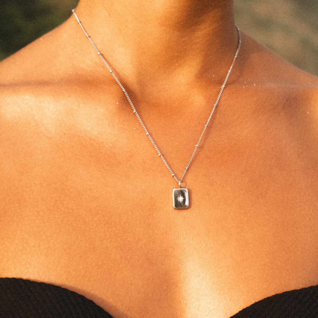 Bruce & Co Starlight – Star-Set Zirconia Tag Necklace