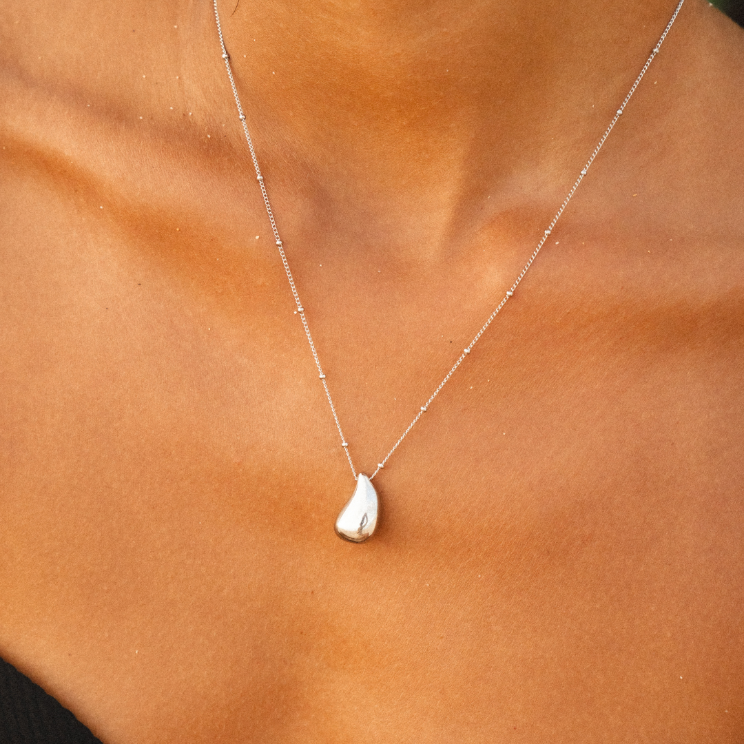 Bruce & Co Polished Teardrop Pendant Necklace, 45 cm