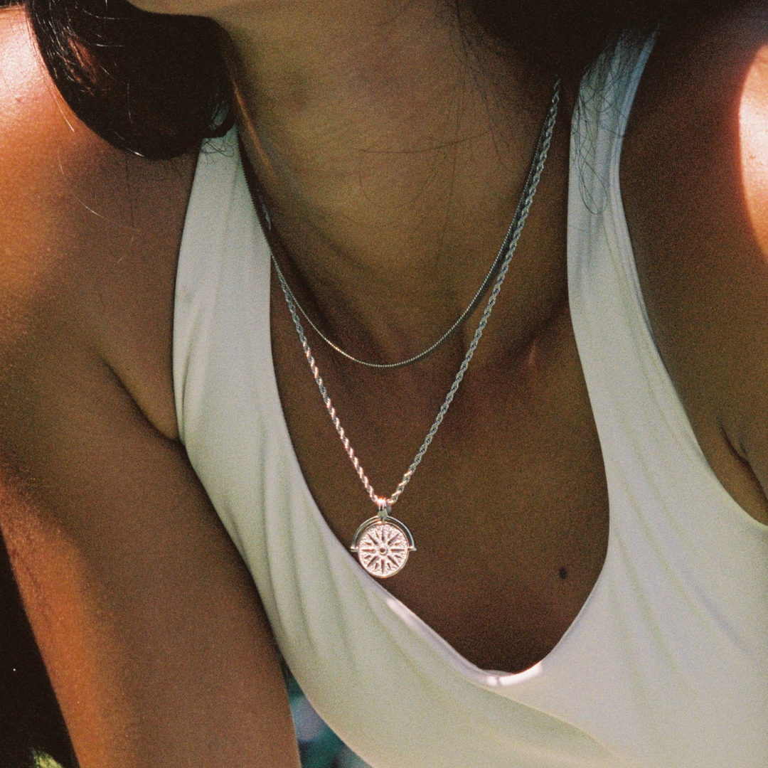 Bruce & Co Sun Coin Rope Chain Necklace, 21 mm