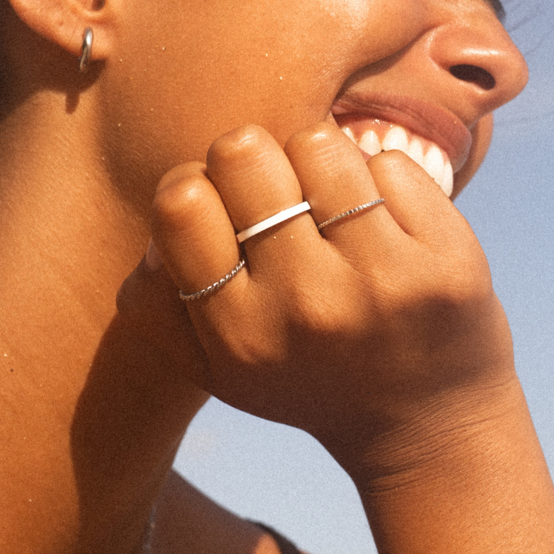 Bruce & Co Halo – White Enamel Band Ring, 2.7 mm