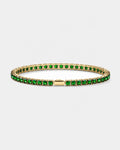 Bruce & Co Green Square-Stone Tennis Bracelet, 4 mm, Gold-Tone Steel