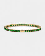 Bruce & Co Green Square-Stone Tennis Bracelet, 4 mm, Gold-Tone Steel