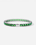 Bruce & Co Green Square-Stone Tennis Bracelet, 5 mm, Silver-Tone Steel