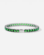 Bruce & Co Green Square-Stone Tennis Bracelet, 5 mm, Silver-Tone Steel