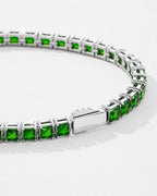 Bruce & Co Green Square-Stone Tennis Bracelet, 4 mm, Silver-Tone Steel