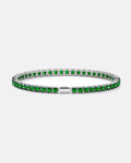Bruce & Co Green Square-Stone Tennis Bracelet, 4 mm, Silver-Tone Steel