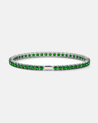 Bruce & Co Green Square-Stone Tennis Bracelet, 4 mm, Silver-Tone Steel