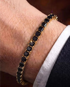 Bruce & Co Black Square-Stone Tennis Bracelet, 4 mm, Gold-Tone Steel