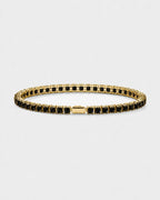 Bruce & Co Black Square-Stone Tennis Bracelet, 4 mm, Gold-Tone Steel
