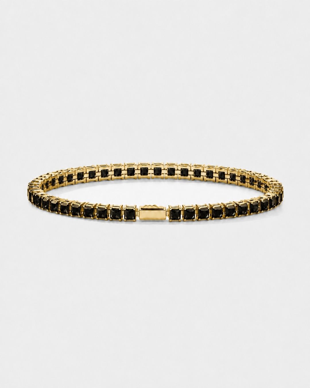 Bruce & Co Black Square-Stone Tennis Bracelet, 4 mm, Gold-Tone Steel