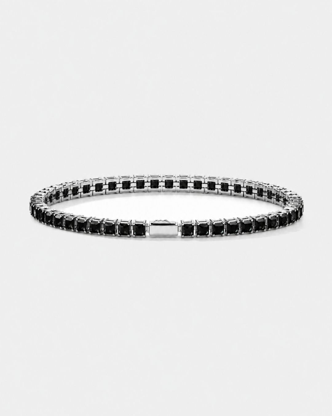 Bruce & Co Black Square-Stone Tennis Bracelet, 4 mm, Silver-Tone Steel