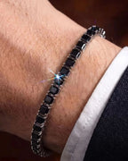 Bruce & Co Black Square-Stone Tennis Bracelet, 4 mm, Silver-Tone Steel
