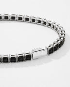 Bruce & Co Black Square-Stone Tennis Bracelet, 4 mm, Silver-Tone Steel