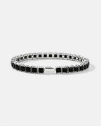 Bruce & Co Black Square-Stone Tennis Bracelet, 5 mm, Silver-Tone Steel