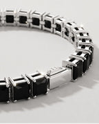 Bruce & Co Black Square-Stone Tennis Bracelet, 5 mm, Silver-Tone Steel