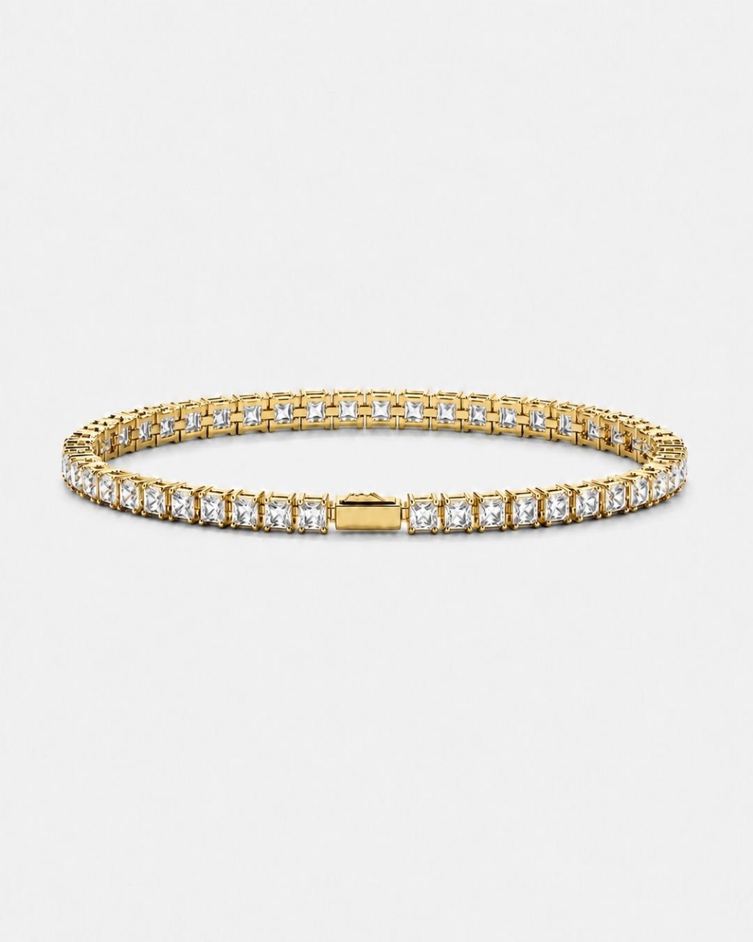 Bruce & Co Clear Square-Stone Tennis Bracelet, 4 mm, Gold-Tone Steel