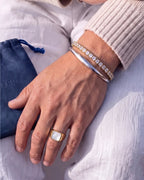 Bruce & Co Clear Square-Stone Tennis Bracelet, 4 mm, Silver-Tone Steel