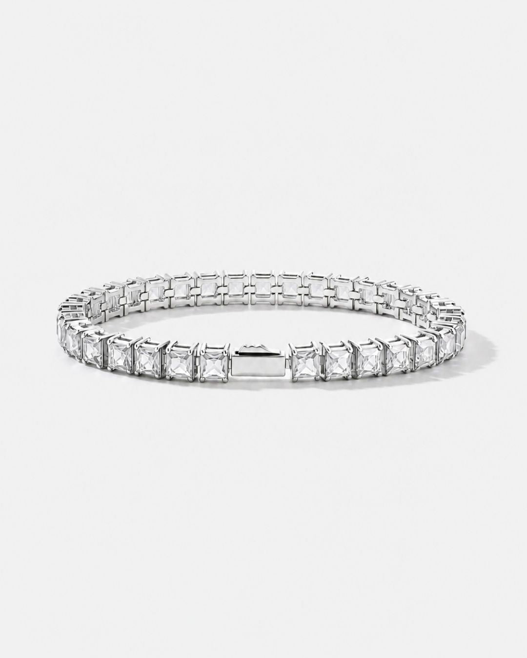 Bruce & Co Clear Square-Stone Tennis Bracelet, 5 mm, Silver-Tone Steel