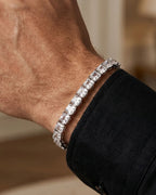 Bruce & Co Clear Square-Stone Tennis Bracelet, 5 mm, Silver-Tone Steel