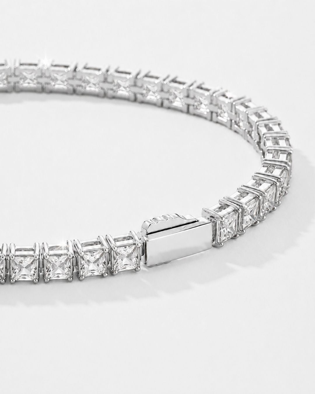 Bruce & Co Clear Square-Stone Tennis Bracelet, 4 mm, Silver-Tone Steel