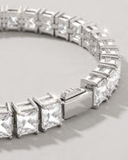 Bruce & Co Clear Square-Stone Tennis Bracelet, 5 mm, Silver-Tone Steel