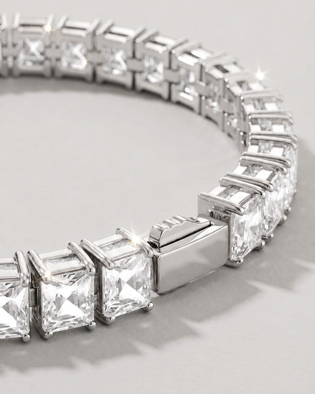 Bruce & Co Clear Square-Stone Tennis Bracelet, 5 mm, Silver-Tone Steel