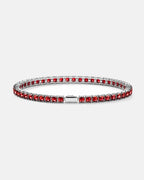 Bruce & Co Red Square-Stone Tennis Bracelet, 4 mm, Silver-Tone Steel