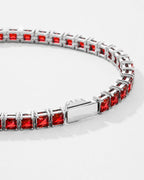 Bruce & Co Red Square-Stone Tennis Bracelet, 4 mm, Silver-Tone Steel