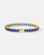 Bruce & Co Blue Square-Stone Tennis Bracelet, 5 mm, Gold-Tone Steel