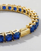 Bruce & Co Blue Square-Stone Tennis Bracelet, 5 mm, Gold-Tone Steel