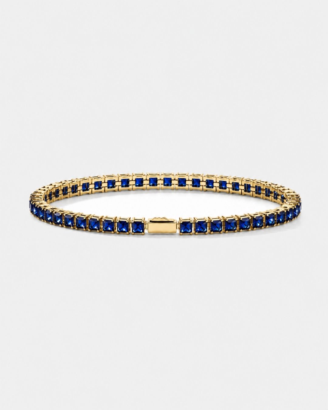 Bruce & Co Blue Square-Stone Tennis Bracelet, 4 mm, Gold-Tone Steel