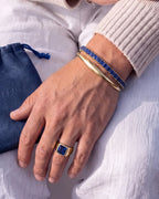 Bruce & Co Blue Square-Stone Tennis Bracelet, 4 mm, Gold-Tone Steel