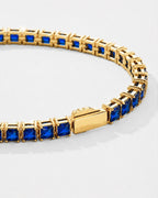 Bruce & Co Blue Square-Stone Tennis Bracelet, 4 mm, Gold-Tone Steel